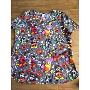 Scrubstar Disney Mickey Mouse & Friends Halloween V-neck scrub top Size Medium